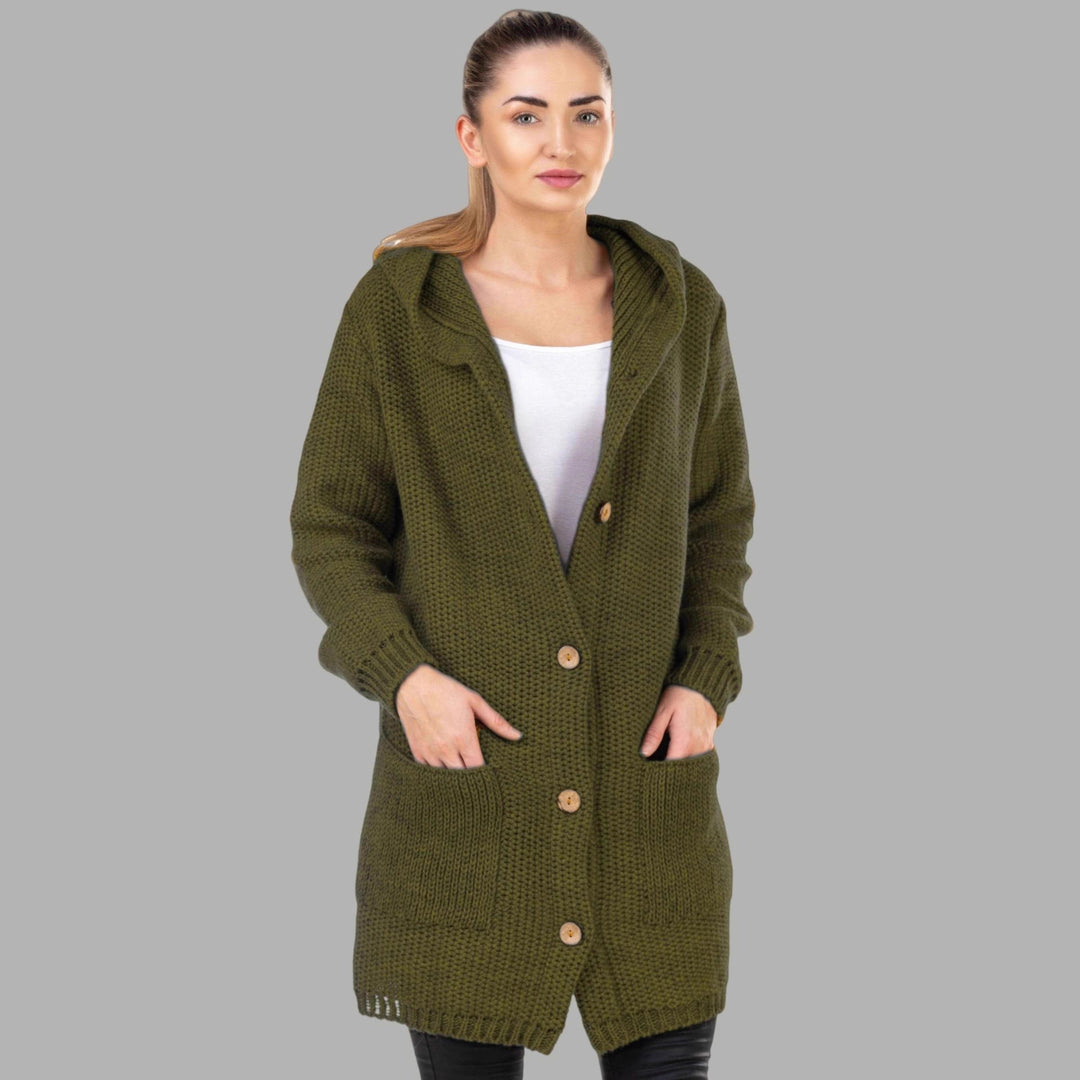 Damen Grobstrick-Kardigan mit praktischen Taschen und eleganter Knopfleiste Drune