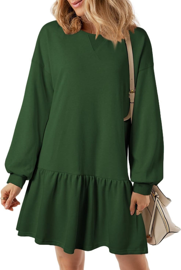 Damen Pulloverkleid mit Volant-Saum und lässigem Schnitt Drune