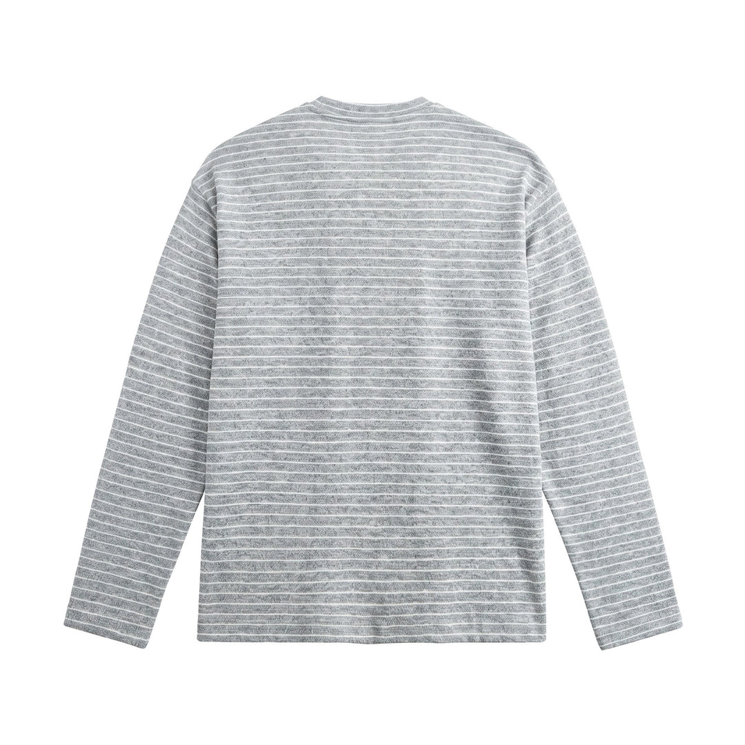 Herren Langärmeliges Henley-Shirt aus Feinstrick mit Streifenstruktur Drune