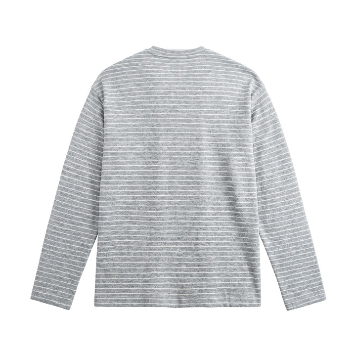 Herren Langärmeliges Henley-Shirt aus Feinstrick mit Streifenstruktur Drune
