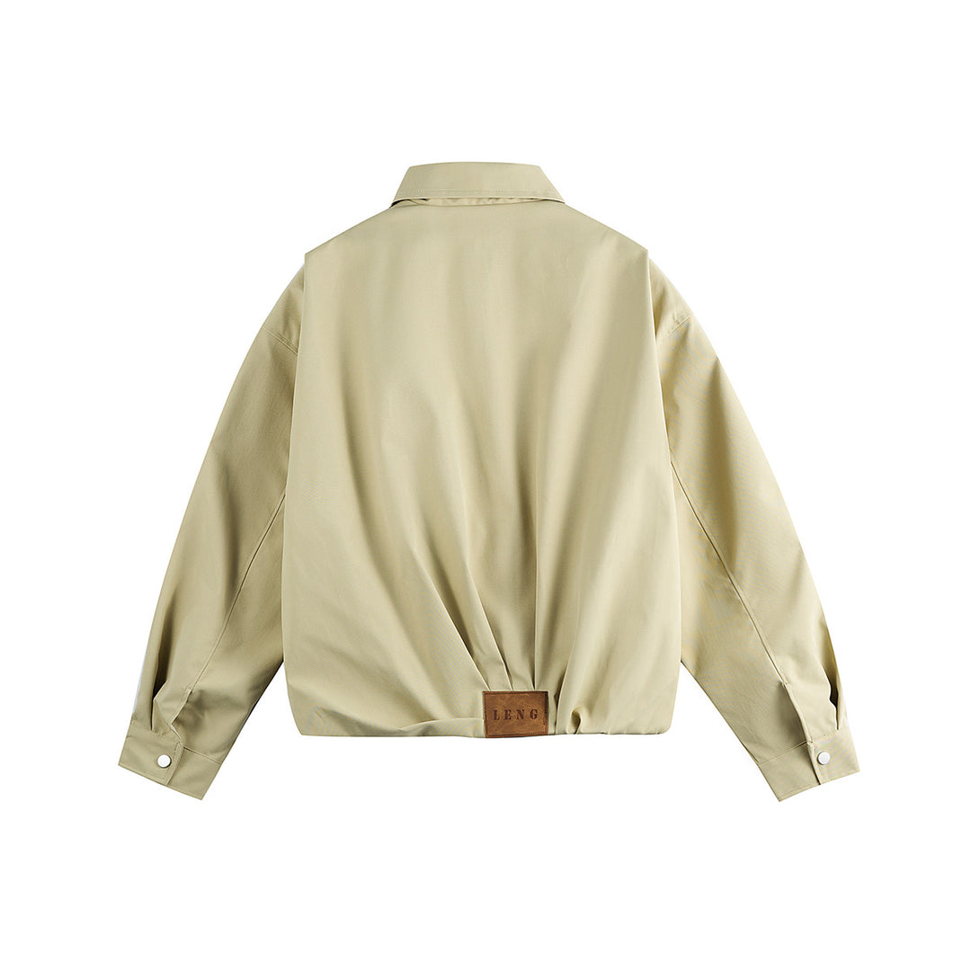 Unisex Kurzblouson im Boxy‑Cut mit Hemdkragen und gerafftem Saum Drune