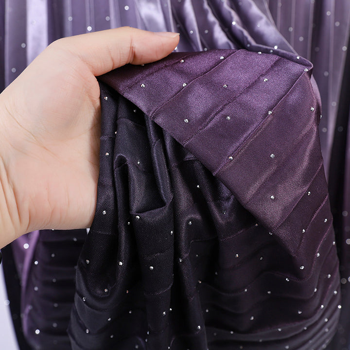 Damen nan faltenreicher Plissee‑Maxirock mit Ombre‑Verlauf, feiner Metallic‑Pointillierung und elastischem Komfortbund Drune