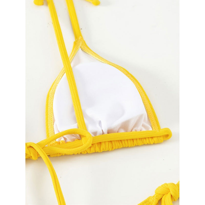 Damen Triangel-Bikini-Set mit Schnürausschnitt und hohem Beinausschnitt Drune