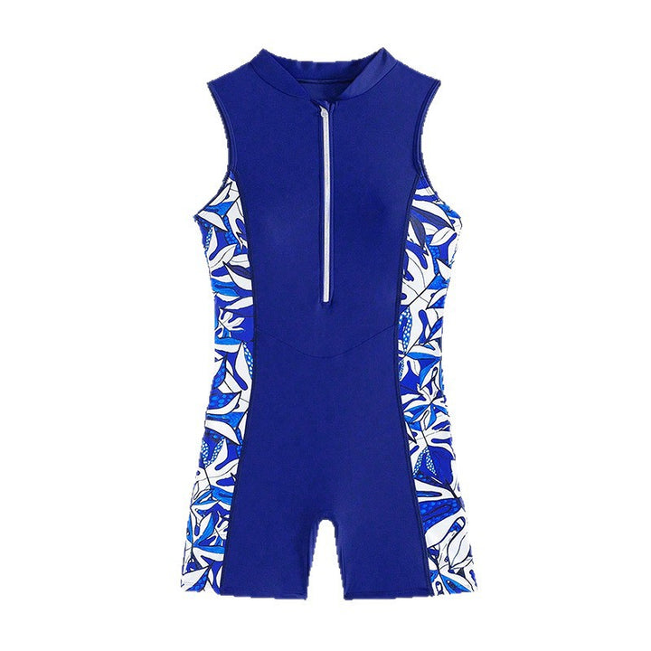 Damen Sportlicher Schwimmanzug mit hohem Kragen und seitlichen Farbdetails Drune