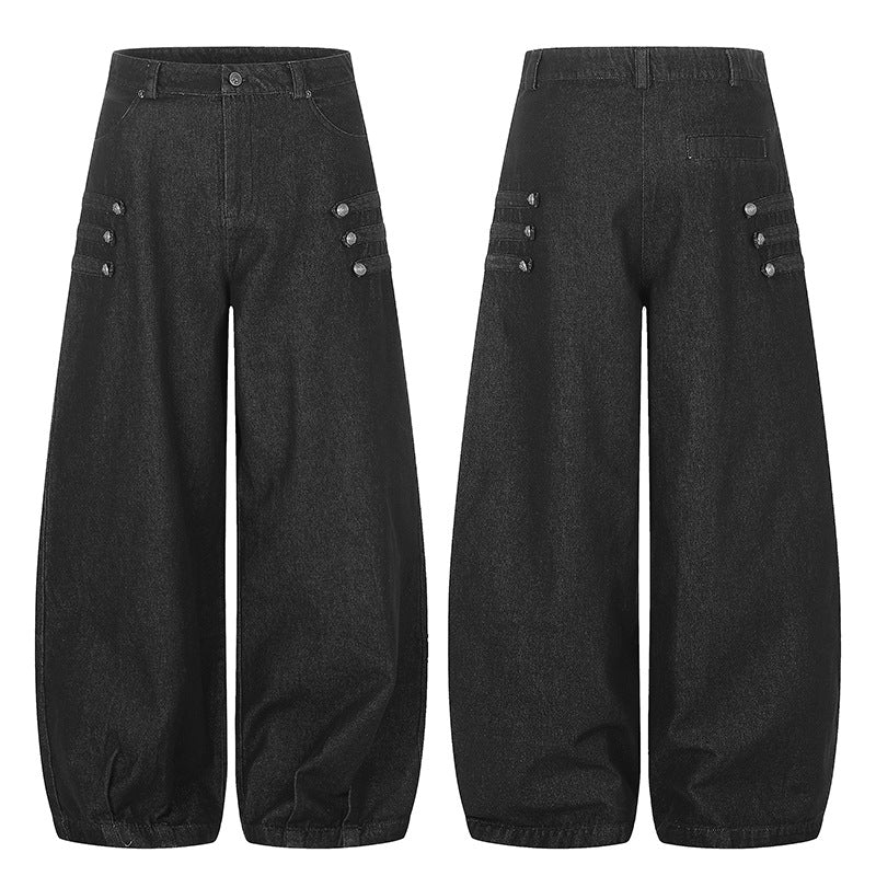 Damen Hochtaillierte Balloon-Culotte-Jeans mit elastischem Saum Drune