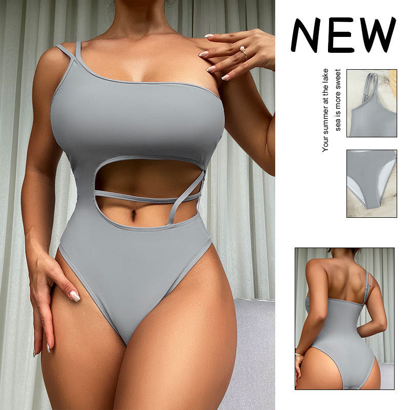 Damen Einteiler Badeanzug mit asymmetrischem Cut-Out-Design Drune