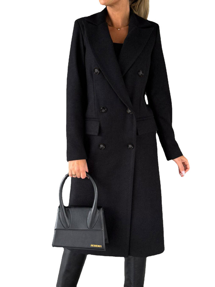 Damen Eleganter Doppelt-knopf Mantel Drune