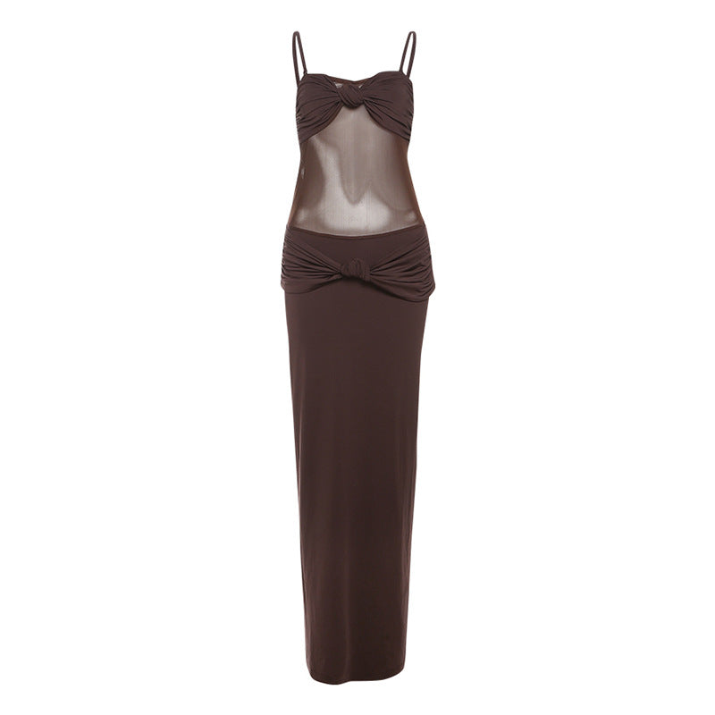 Damen Maxi Strandkleid mit raffiniertem Bustier-Design und elastischem Bund Drune