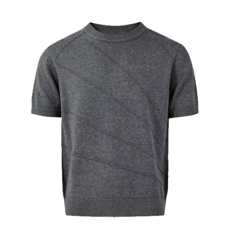 Herren Modisches Strick-T-Shirt mit Rundhalsausschnitt Drune