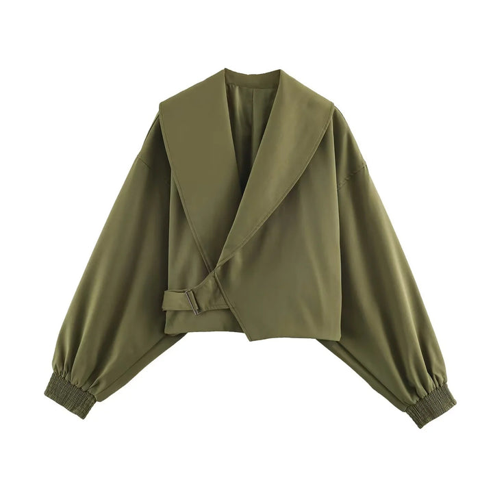 Damen nan kurze Oversize Jacke mit großem Schalkragen und Ballonärmeln Drune