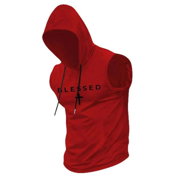 Herren nan ärmelloses Kapuzen-Sweatshirt mit Slogandruck und athletischer Passform Drune