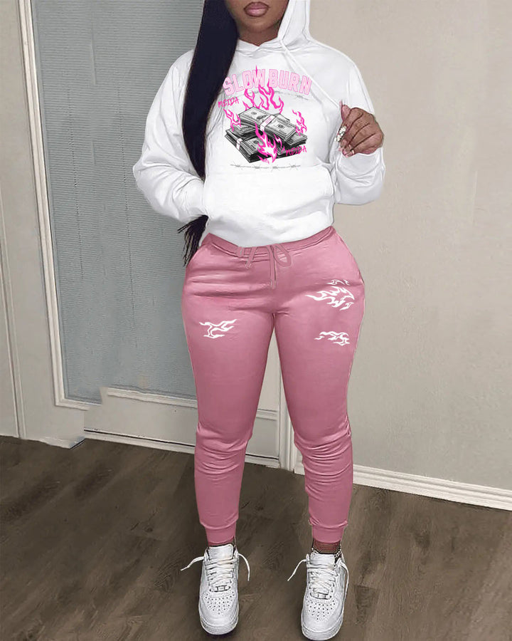 Damen Hoodie- und Jogginghose-Set mit kreativem Design Drune