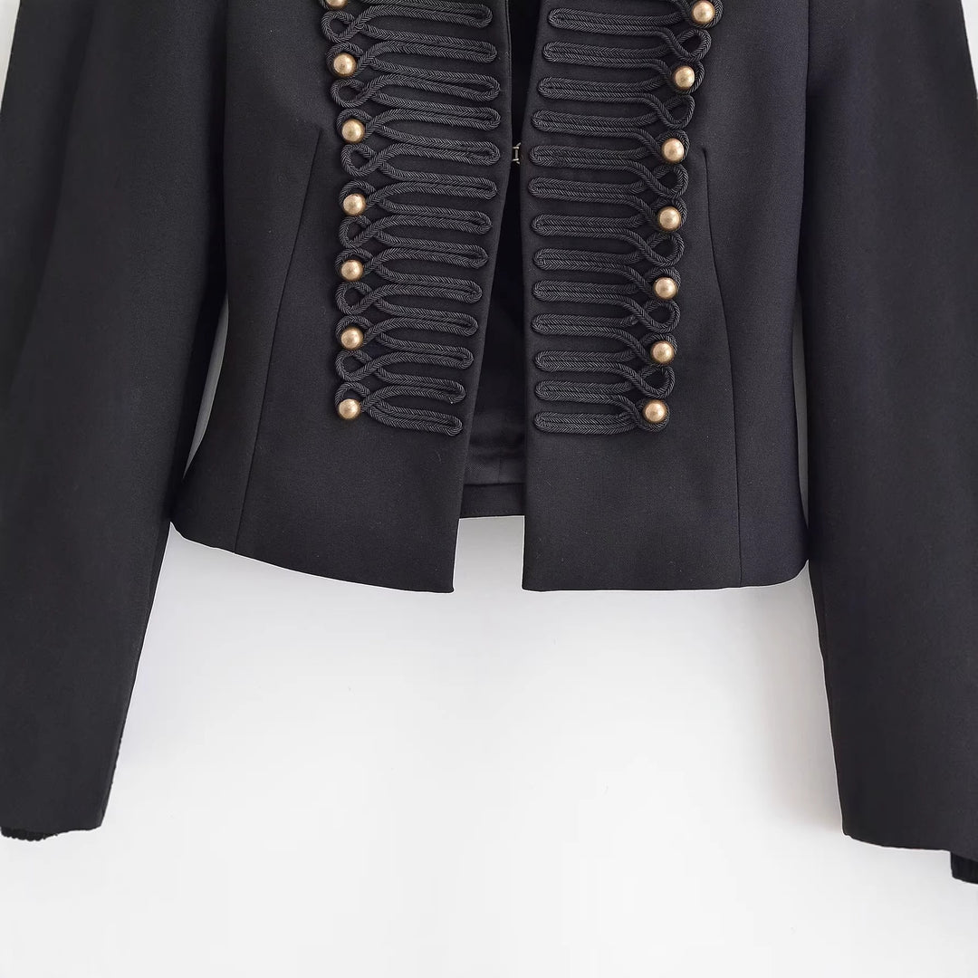 Damen 40+ taillierter Militärblazer mit Kordel- und Zierknopfdetails Drune