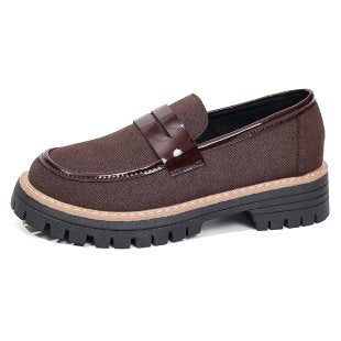 Damen nan modische Plateau-Loafer mit robuster Traktorsohle, gepolstertem Komfortfußbett und eleganter Penny-Lasche Drune