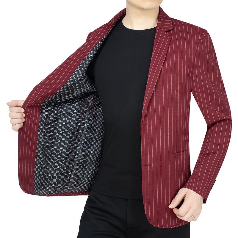 Herren Nadelstreifen-Sakko Slim-Fit mit kontrastivem Innenfutter Drune