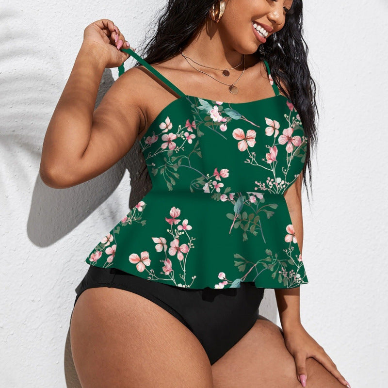Damen Badeanzug mit schickem Flatterrock und floralem Design Drune