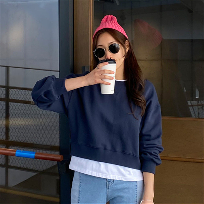 Damen lässiger Sweatshirt mit voluminösen Ärmeln Drune