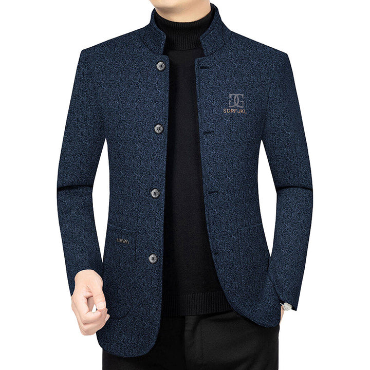 Herren Moderner Stehkragen-Blazer im Travel-Stil mit wattierter Innenfütterung Drune
