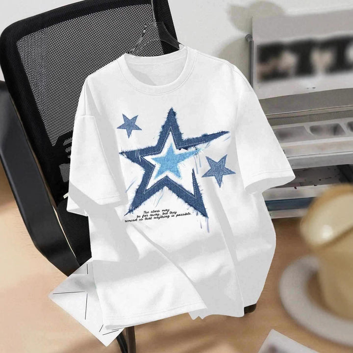 Damen T-Shirt mit trendigem Sternmotiv und lässiger Passform Drune
