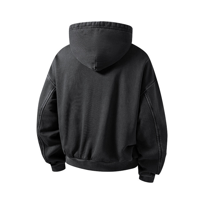 Herren Oversize Kapuzenjacke mit durchgehendem Reißverschluss, fleecegefüttert, Kängurutaschen & gerippten Bündchen Drune