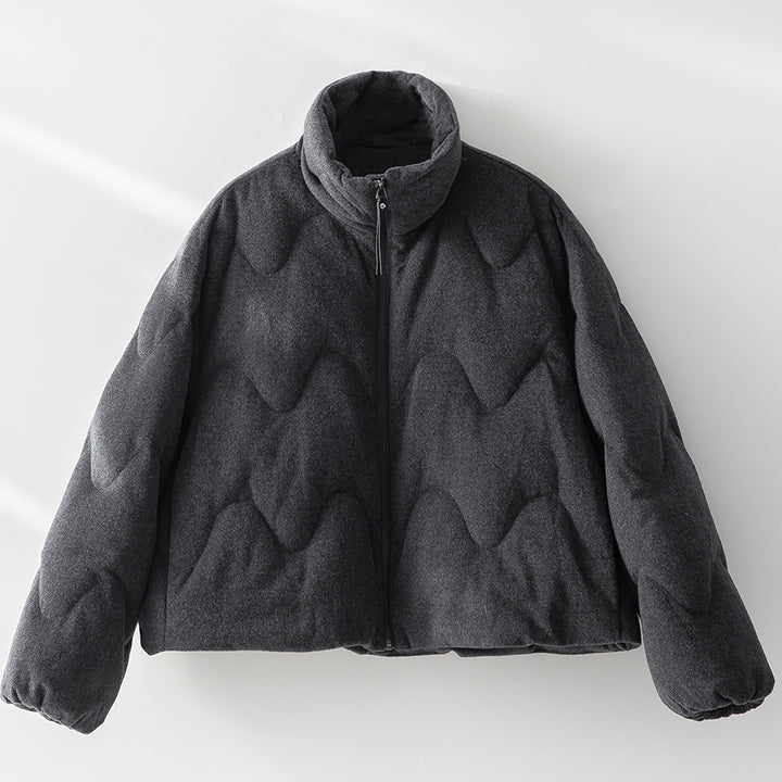Damen Kurze gesteppte Jacke mit Wellensteppung, hohem Stehkragen und Boxy-Silhouette Drune