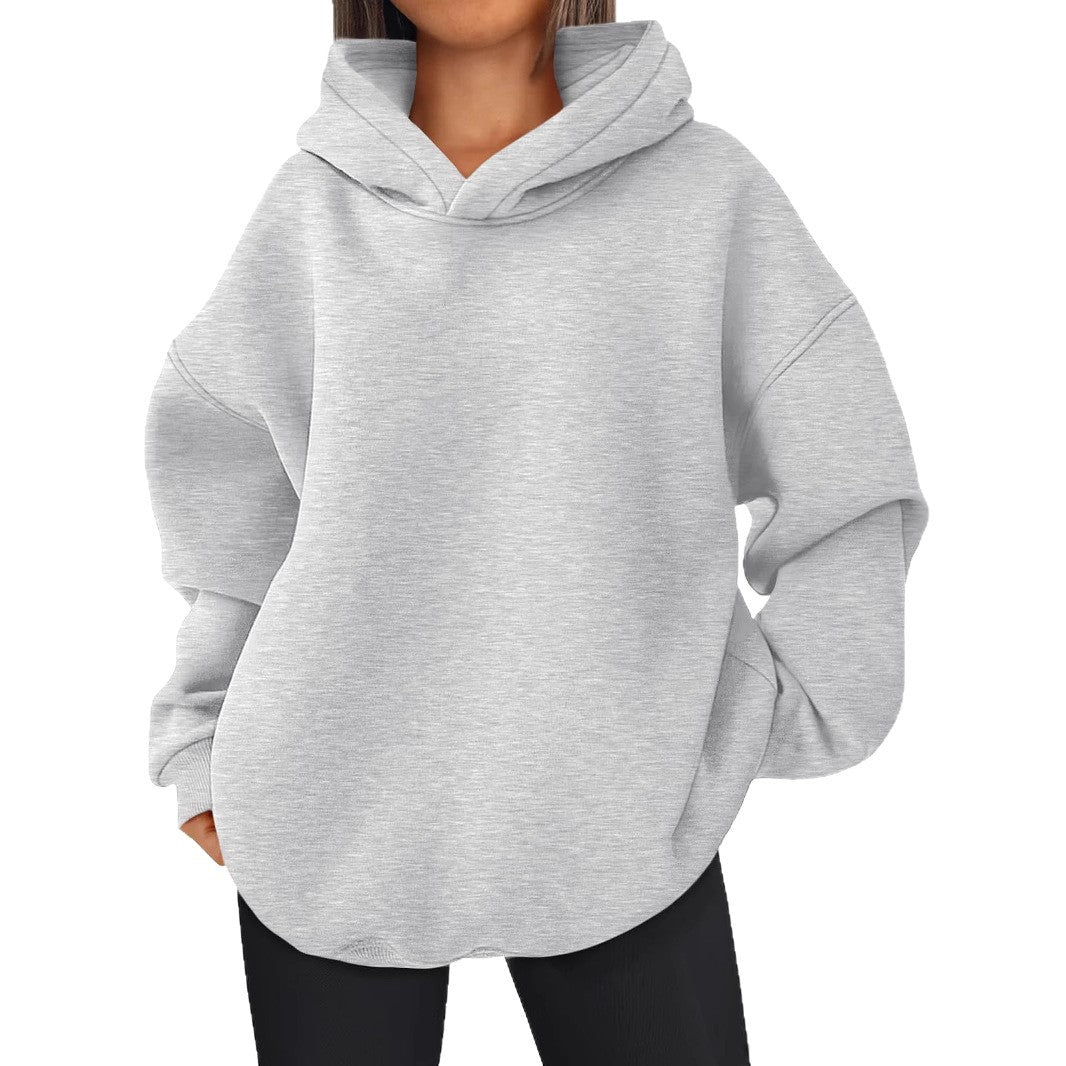 Damen nan kastiger Kapuzenpullover mit doppellagiger Kapuze, überschnittener Schulter und längerem Rückenteil Drune