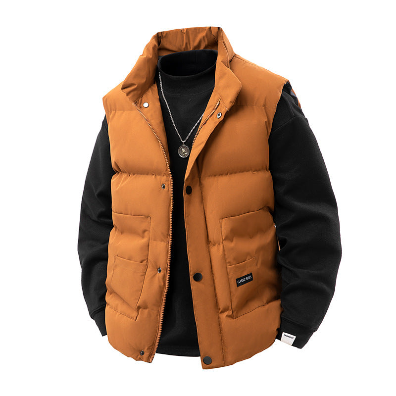 Herren Thermo‑Steppweste mit hoher Kragenblende, Druckknopf‑Front & aufgesetzten Utility‑Taschen Drune