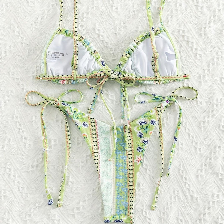 Damen Triangel-Bikini mit verspieltem Design und verstellbaren Trägern Drune