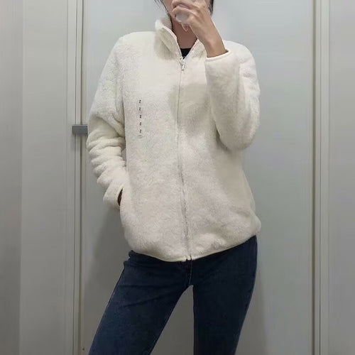 Damen gemütliche Fleecejacke mit hohem Kragen und praktischem Reißverschluss Drune