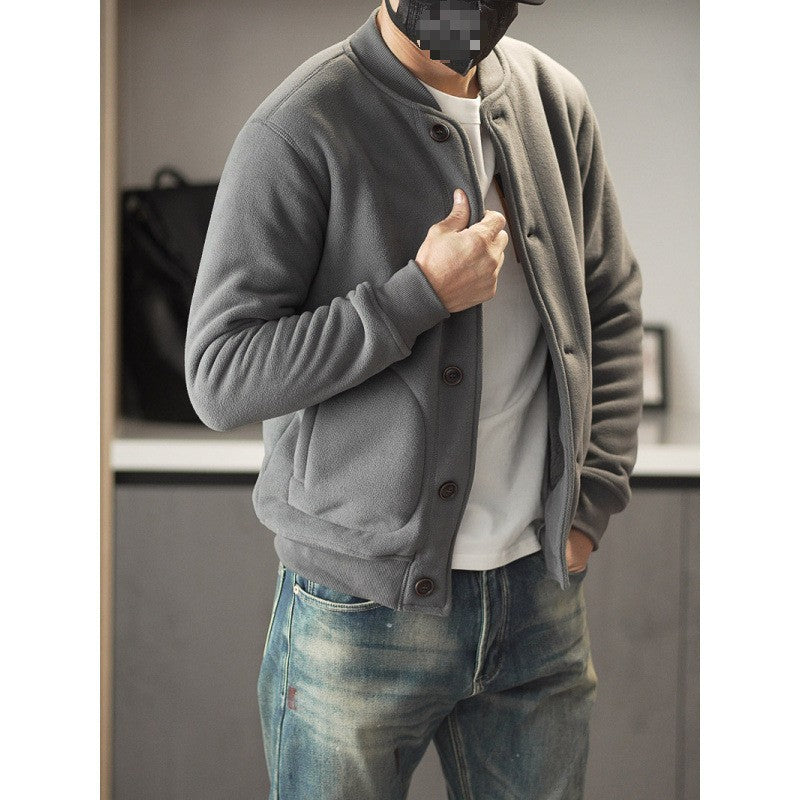 Herren Bequeme Fleecejacke mit Knöpfen Drune