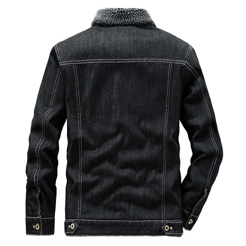 Herren Sherpa-gefütterte Denimjacke im Worker-Style Drune