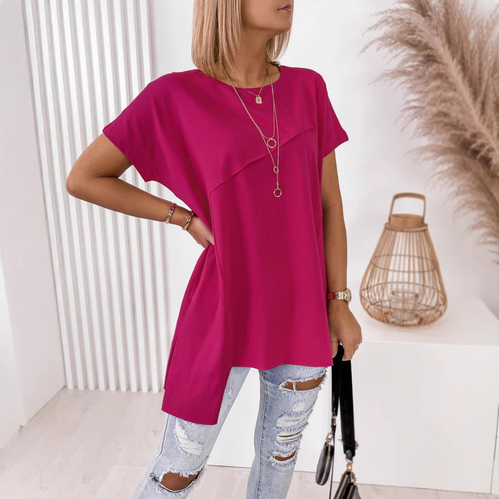 Damen asymmetrisches Oberteil mit eleganter Drapierung Drune