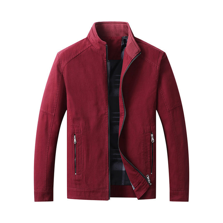 Herren funktionaler Canvas-Zip-Blouson mit Stehkragen und verdeckten Reißverschlusstaschen Drune