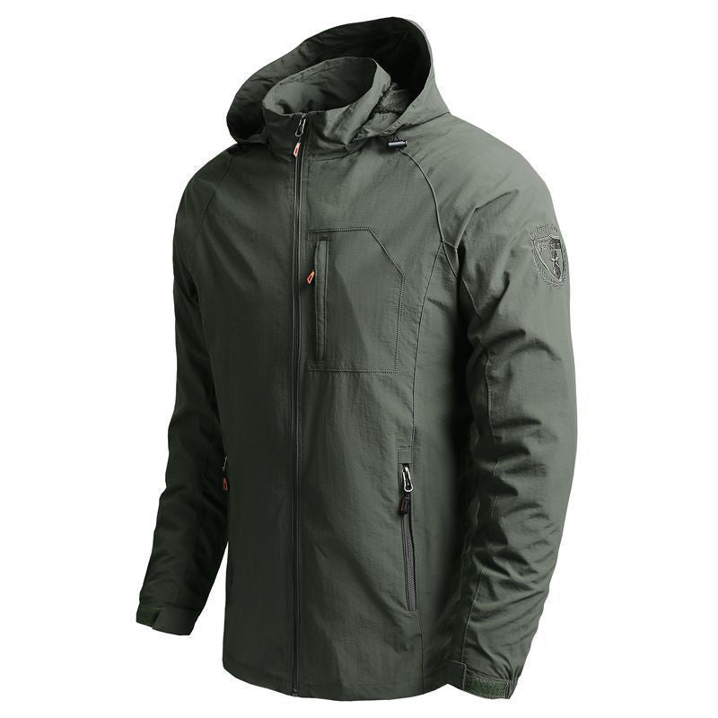 Herren nan leichte wasserabweisende Softshelljacke mit Kapuze und Brusttasche Drune