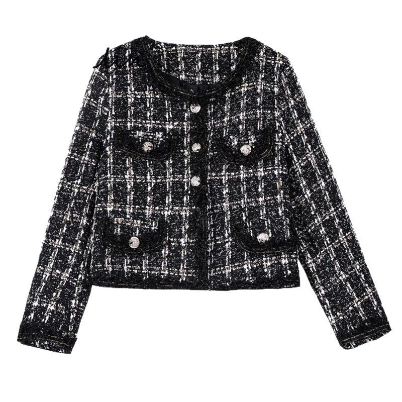 Drune | Tweed-Jacke - Goldenen Knopf Akzente - Klassische Eleganz - Anspruchsvolles Schichten
