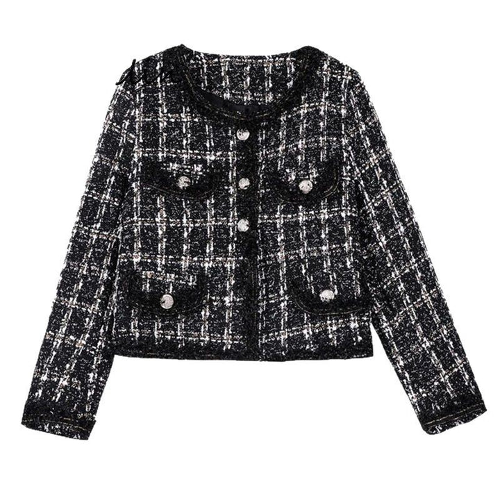Drune | Tweed-Jacke - Goldenen Knopf Akzente - Klassische Eleganz - Anspruchsvolles Schichten