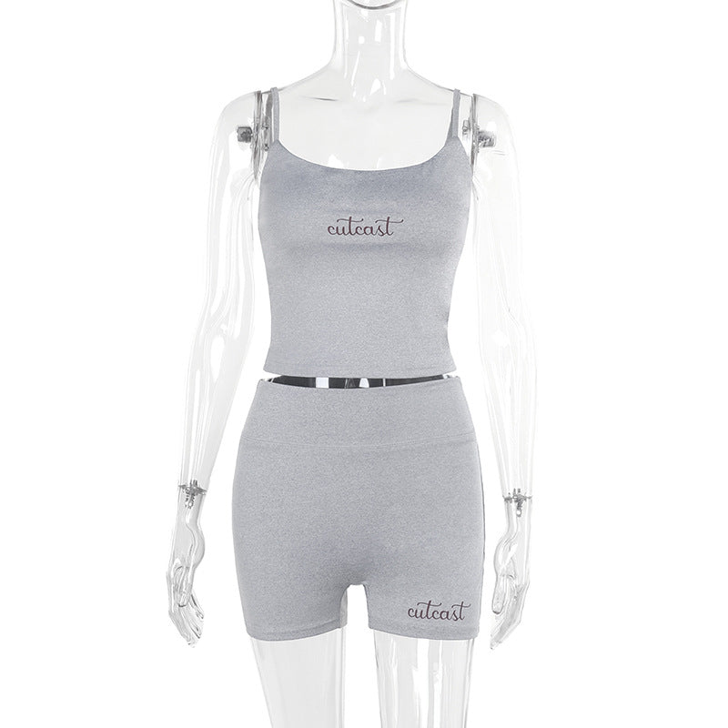 Damen sportliches Crop-Top und Shorts-Set Drune