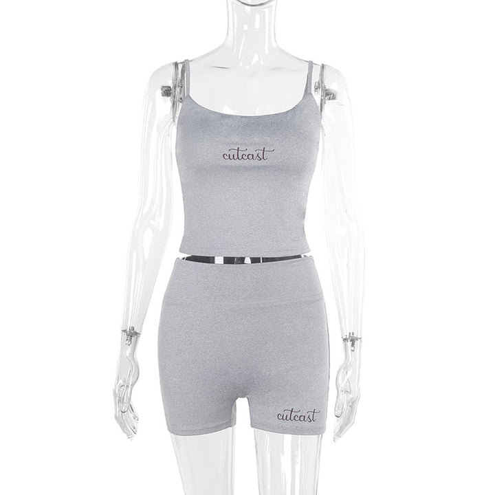 Damen sportliches Crop-Top und Shorts-Set Drune