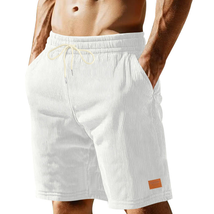 Herren nan lässige Bermudashorts aus feinstrukturiertem Baumwollmix mit elastischem Bund und Kordelzug Drune