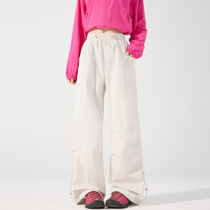 Damen Weite technische Cargo-Hose mit Kordelzugbund, verstellbarem Saum und Multifunktions-Taschen Drune