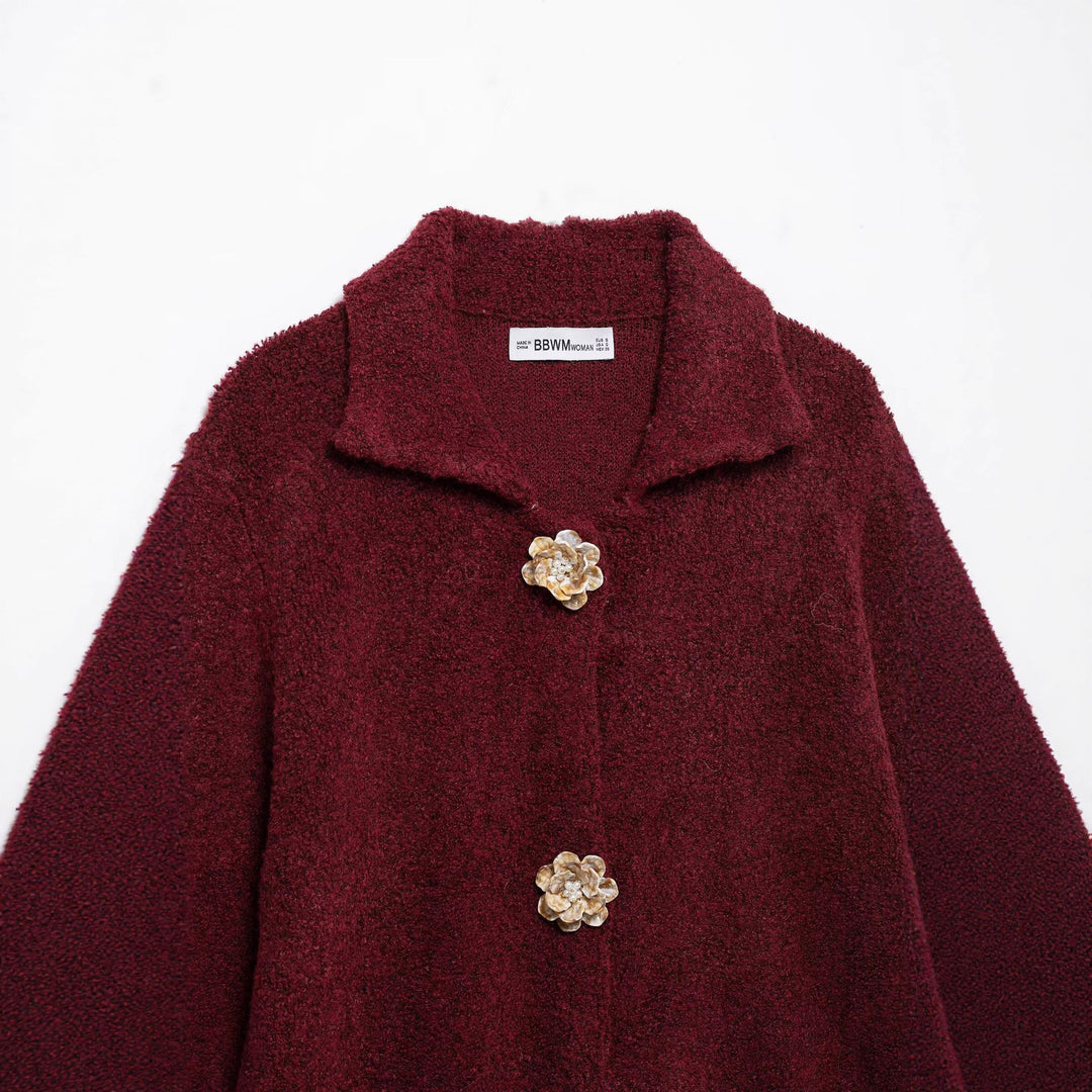 Damen Kuschelige Fleecejacke mit eleganter Knopfleiste Drune