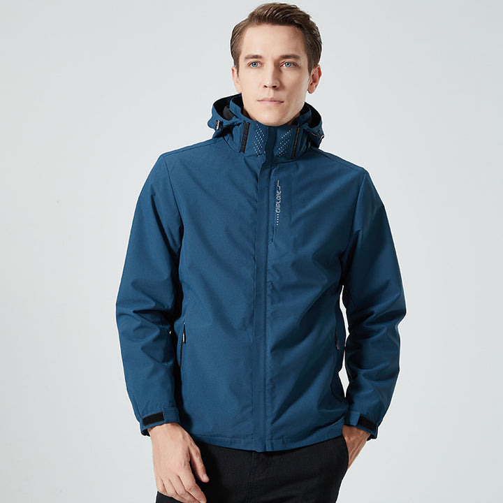 Damen leichte wasserabweisende Freizeit-Outdoorjacke mit verstellbarer Kapuze und verdecktem Reißverschluss Drune