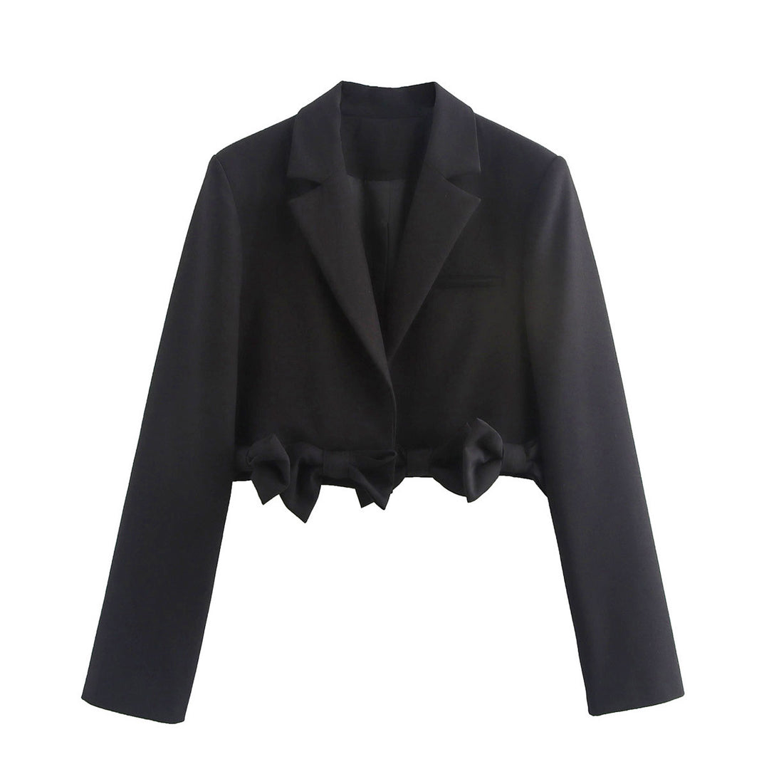 Damen cropped Blazerjacke mit Rüschendetails und schickem Schnitt Drune