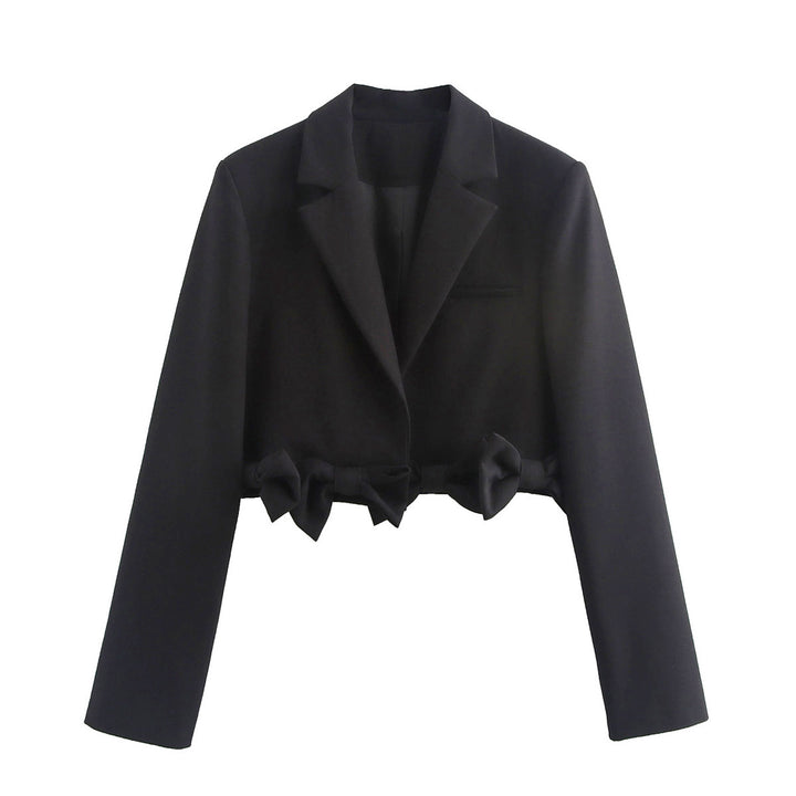 Damen cropped Blazerjacke mit Rüschendetails und schickem Schnitt Drune