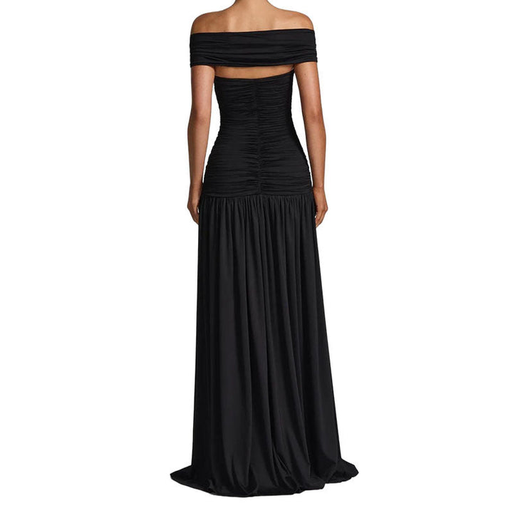 Damen Elegantes Off-Shoulder Maxikleid mit praktischem Cut-Out Drune
