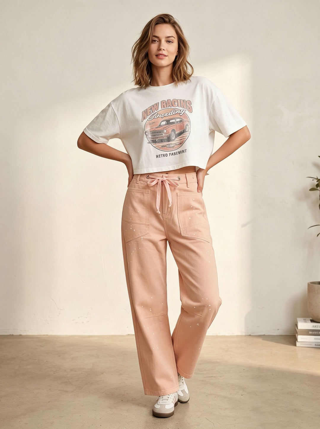 Damen nan oversized Strickpullover mit Rundhalsausschnitt und entspannter Silhouette Drune