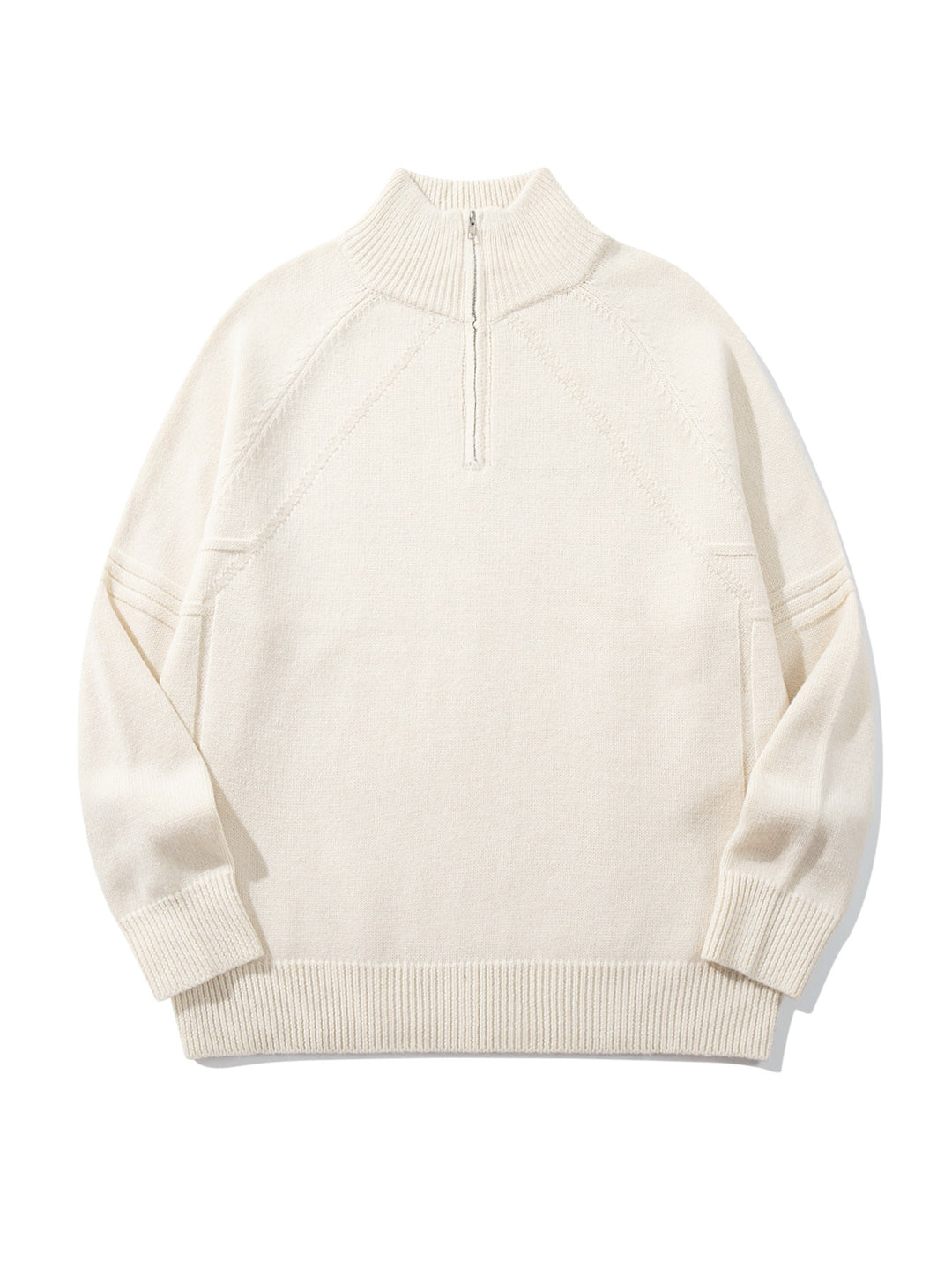 Unisex Halfzip-Strickpullover mit hohem Rippkragen und Raglanärmeln Drune