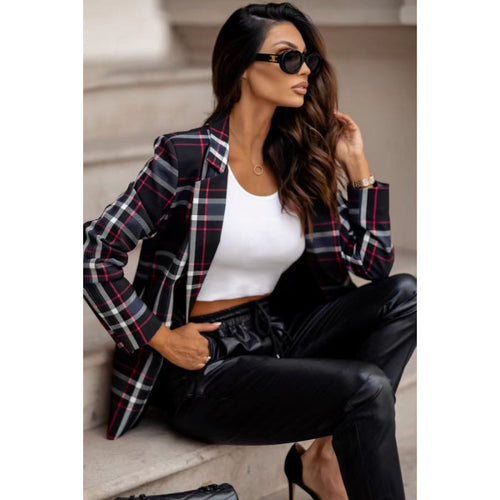 Damen Karoblazer im modernen Oversized-Schnitt mit eleganten Details Drune