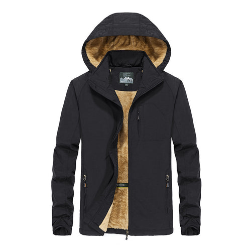 Herren Winddichte Softshell-Kapuzenjacke mit thermischer Teddyfutter-Innenlage Drune