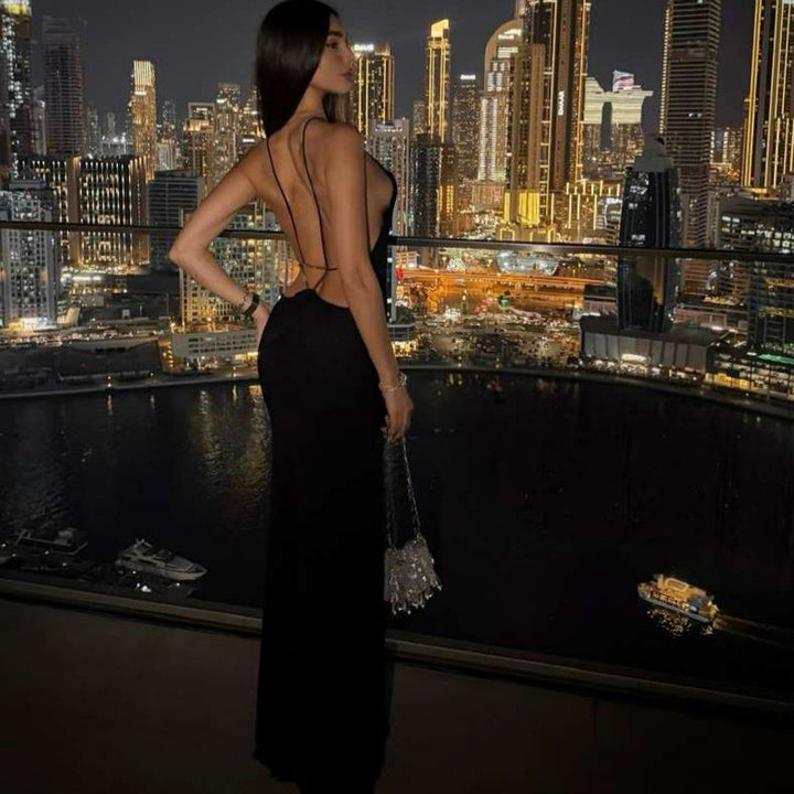 Damen Skulpturaler Maxikleid im minimalistischen Design mit seitlichen Cut-Outs Drune